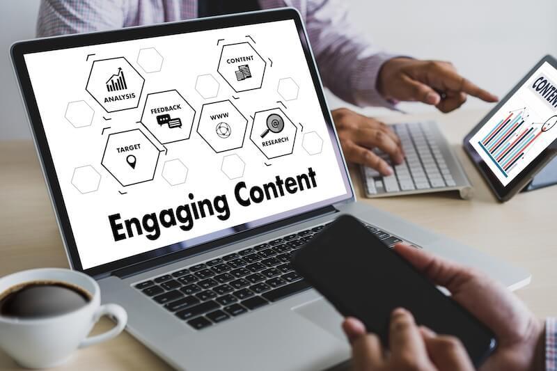 Engaging content on a laptop screen