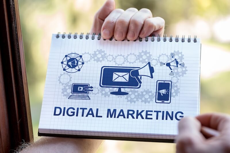 Digital marketing graph on a piece of paper