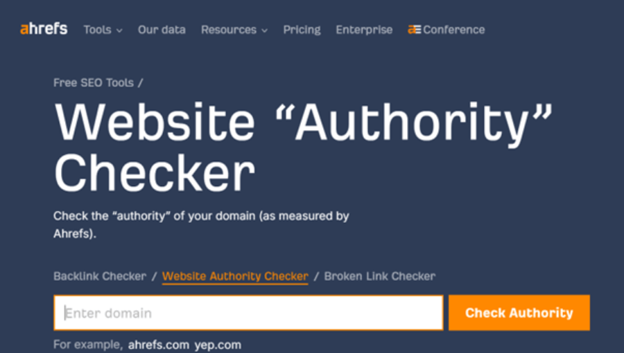 Ahrefs Domian Authority Check